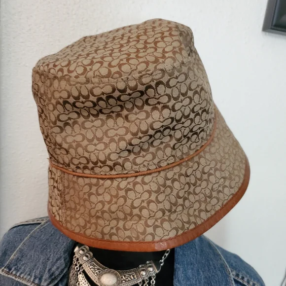 Coach Brown Signature Mini C Jacquard Monogram Bucket Hat Medim Large - Picture 3 of 13
